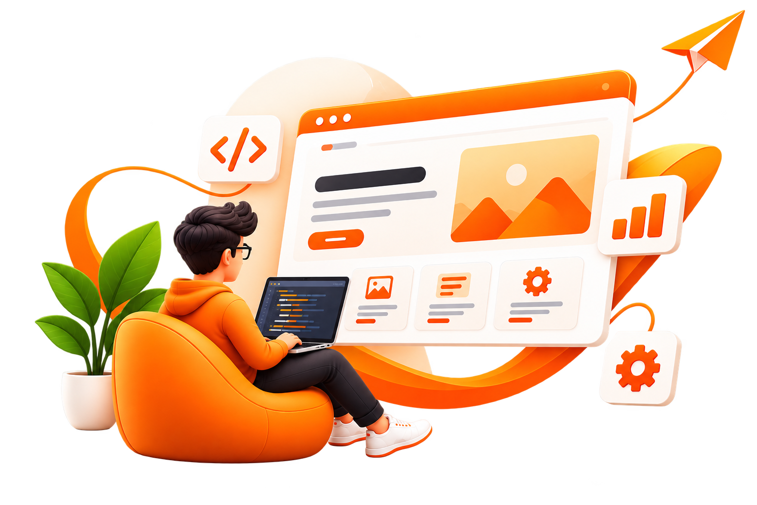Business visibility, customer enquiries and growth illustration